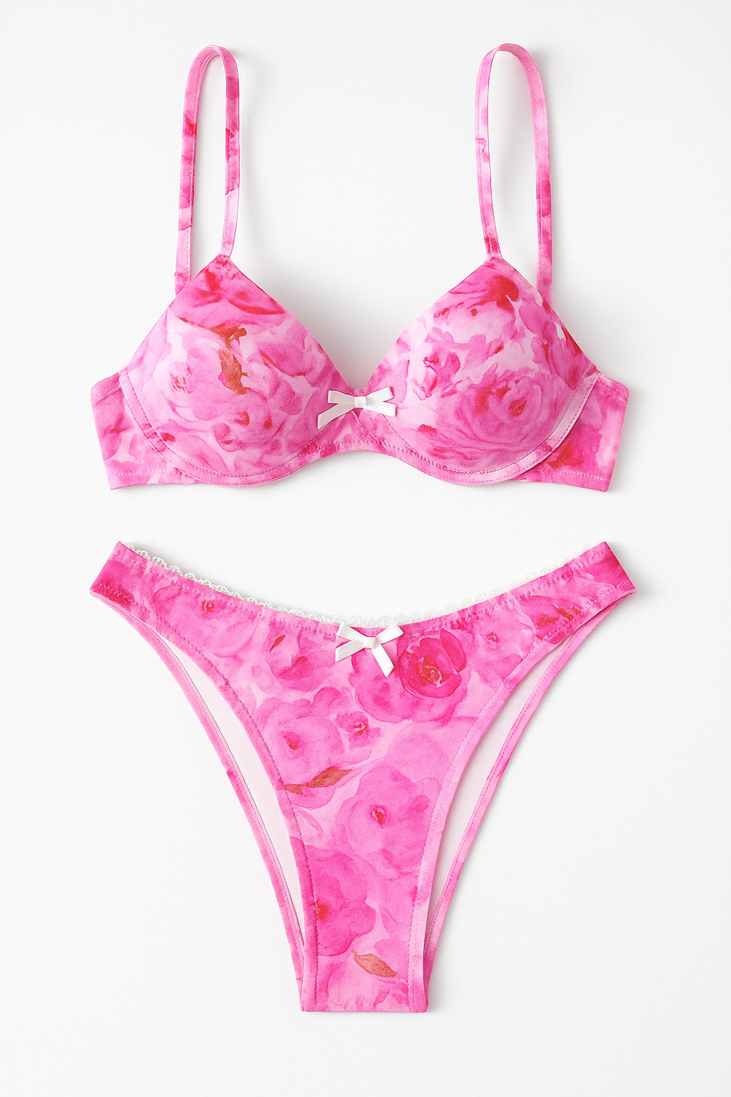 🌺 Conjunto de Bikini Estampado con Moño y Encaje