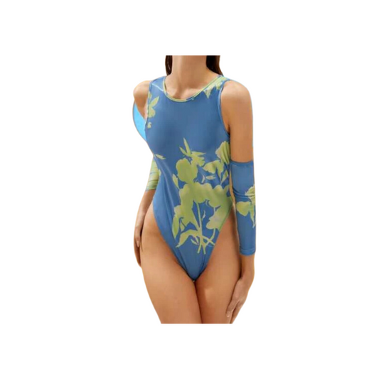 Body Multicolor con Estampado de Plantas y Abertura