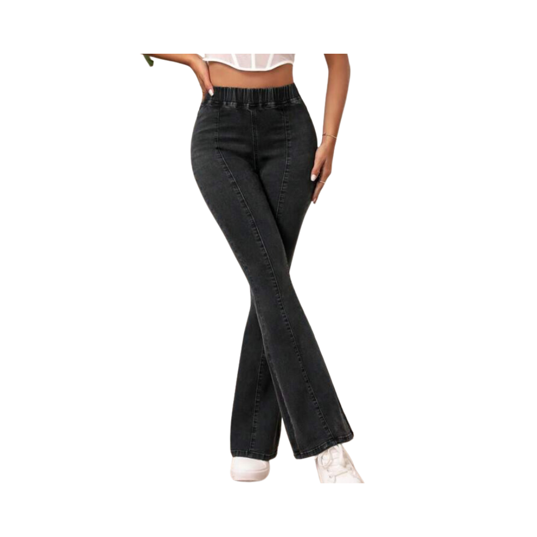 Pantalón de Mezclilla Negro de Pierna Amplia