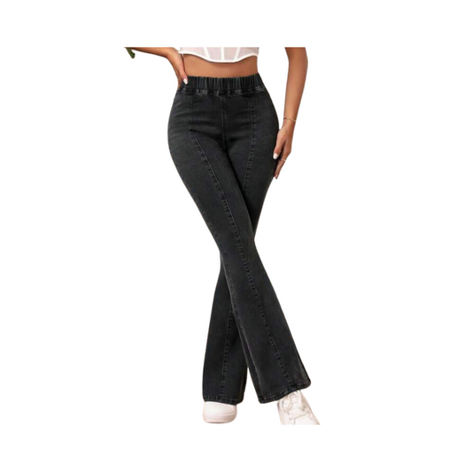 Pantalón de Mezclilla Negro de Pierna Amplia