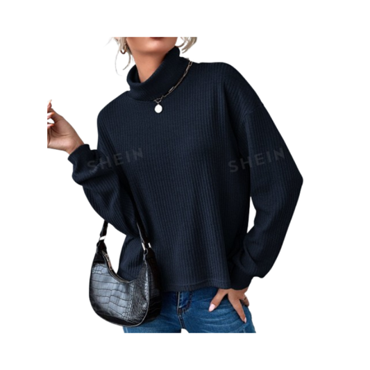 🔵 Top Tejido de Canalé con Cuello Embudo