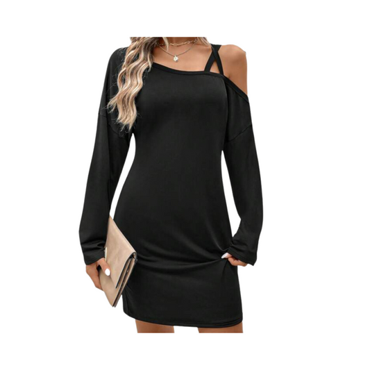 Vestido Asimétrico Casual Negro