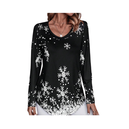 ❄️ Blusa Estampada de Copos de Nieve