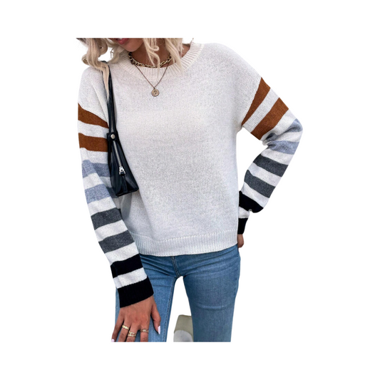 🍂 Sweater Rayado de Lana Peinada – Estilo Casual y Cómodo