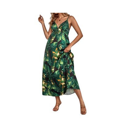 Vestido Largo Bohemio con Estampado Tropical 🌿🌺