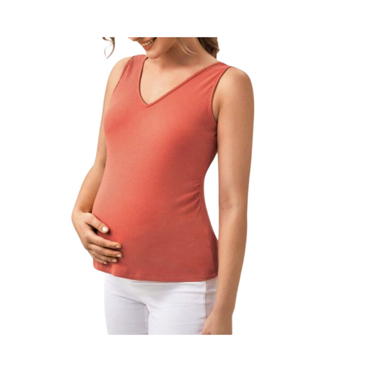 Top de Maternidad con Escote en V en Rosa Coral