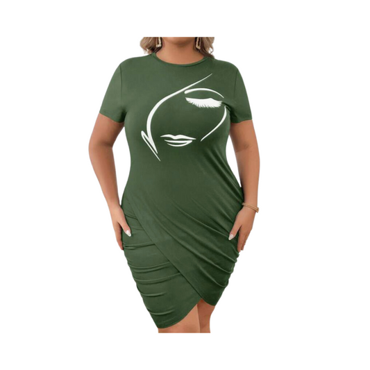 Vestido Corto Verde Militar con Diseño Fruncido ✨