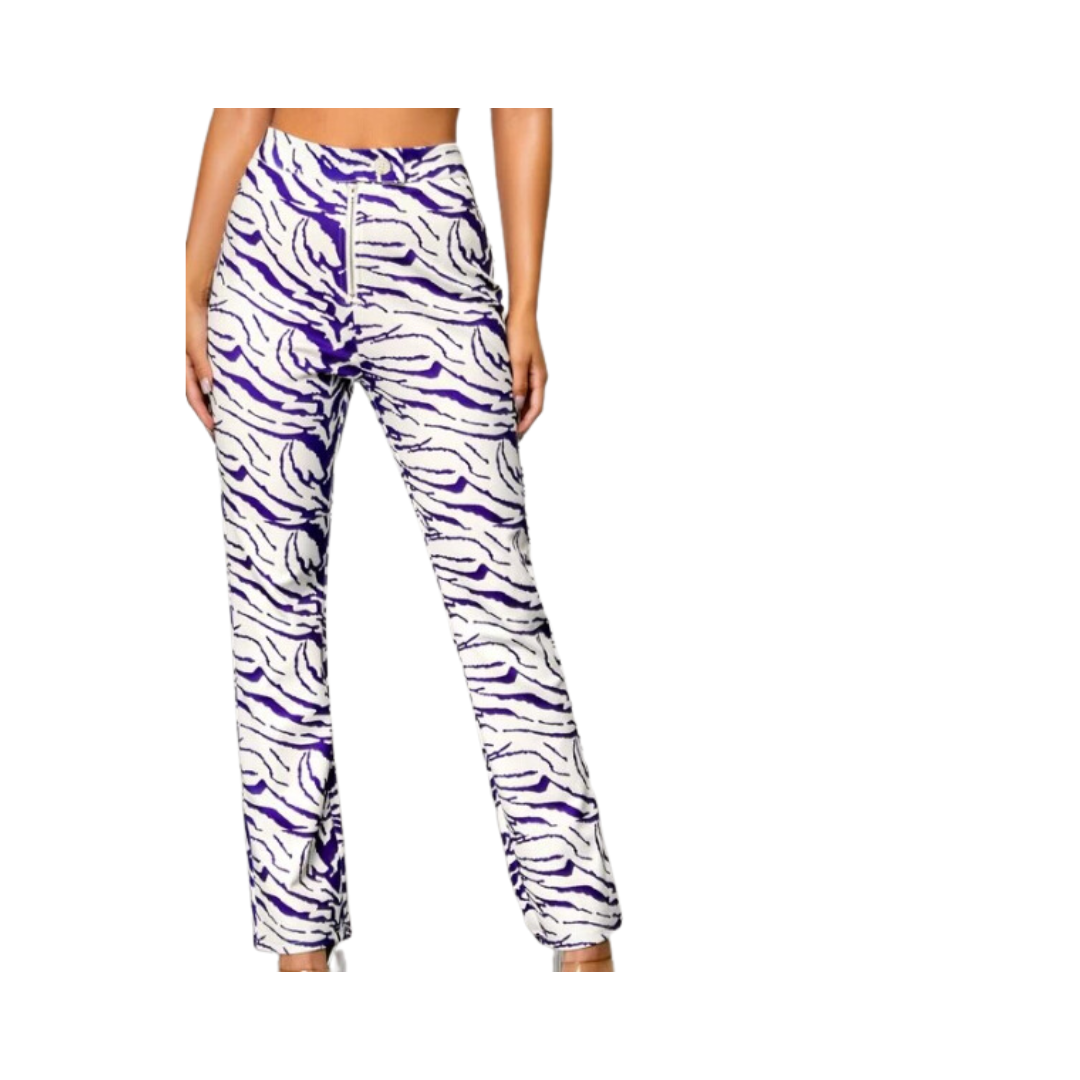 Pantalón de Pierna Recta con Estampado de Cebra
