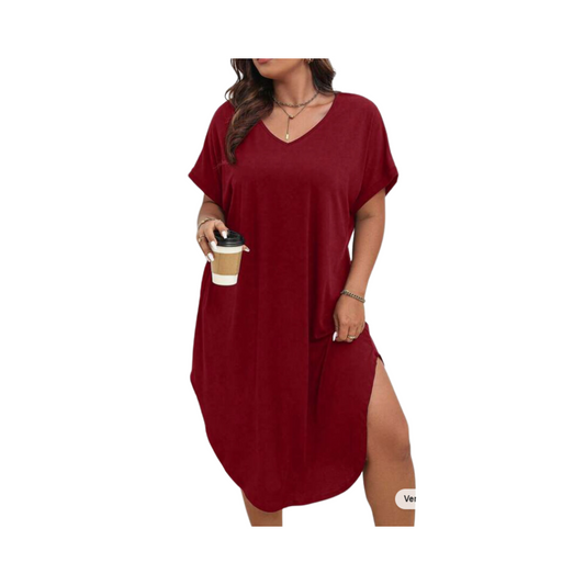 🍷 Vestido Burdeos Asimétrico – Estilo Casual y Relajado