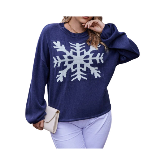 ❄️ Sweater Casual con Estampado de Copo de Nieve