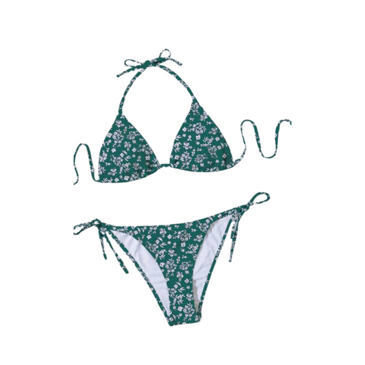 Bikini Verde con Estampado de Margaritas ✨