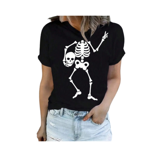 🖤 Camiseta de Mujer con Estampado de Esqueleto