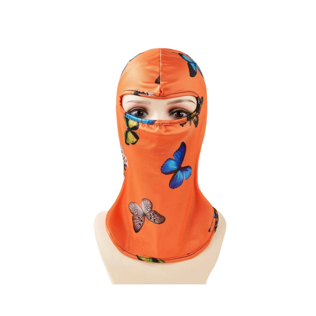 Pasamontañas con Diseño de Mariposas en Naranja y Negro