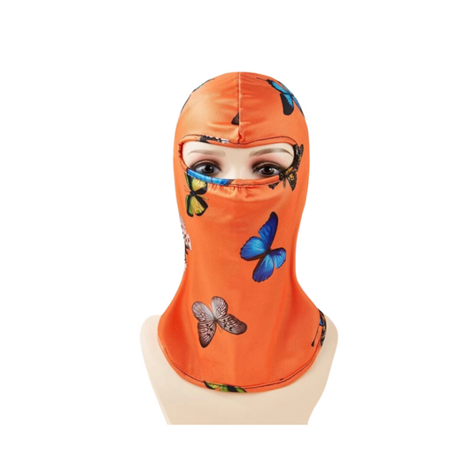 Pasamontañas con Diseño de Mariposas en Naranja y Negro