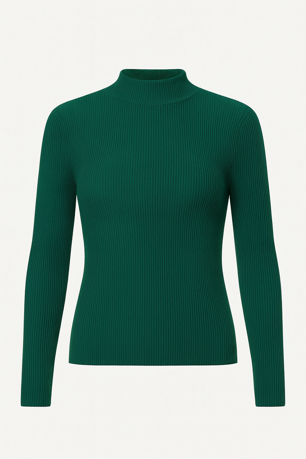 💚 Suéter de Punto Canalé con Cuello Embudo