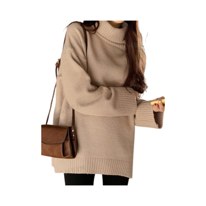 🤎 Suéter de Cuello Alto con Hombros Caídos