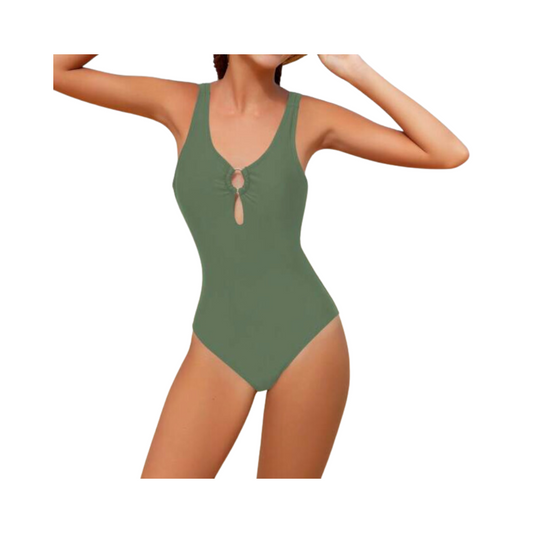 Traje de Baño Entero Verde Militar con Detalle de Abertura ✨