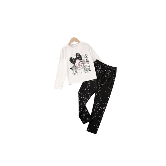 Set de Pijama Casual - Blanco y Negro