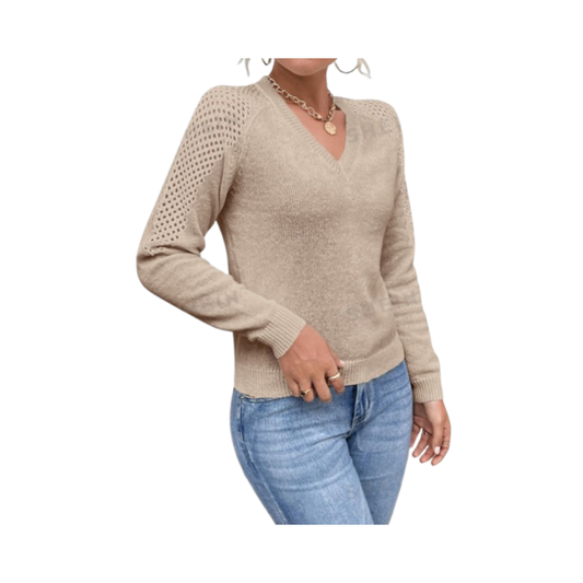 🤎 Jersey de Punto de Malla con Manga Raglán