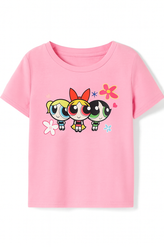 Camiseta Infantil – Powerpuff Girls + Flores