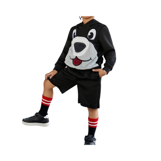 Conjunto de 2 Piezas con Sudadera de Dibujos Animados y Shorts Deportivos