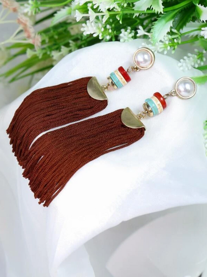 Pendientes con Borlas en Color Rojo
