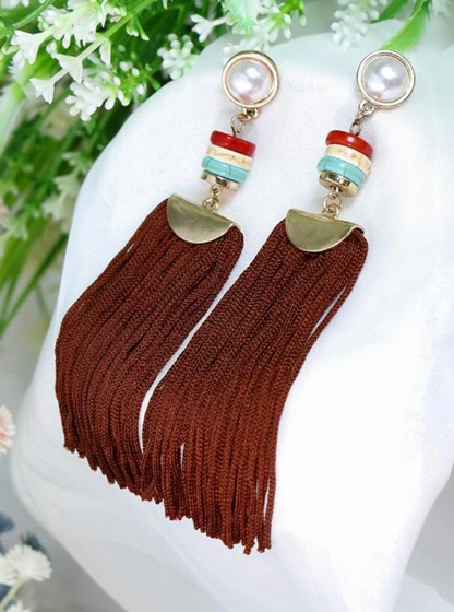 Pendientes con Borlas en Color Rojo