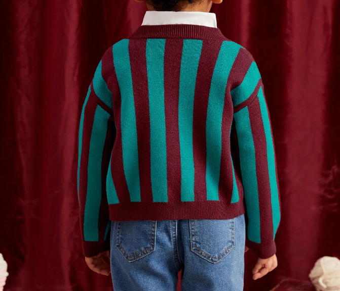 Cárdigan Infantil – Rayas Multicolor con Botones Frontales