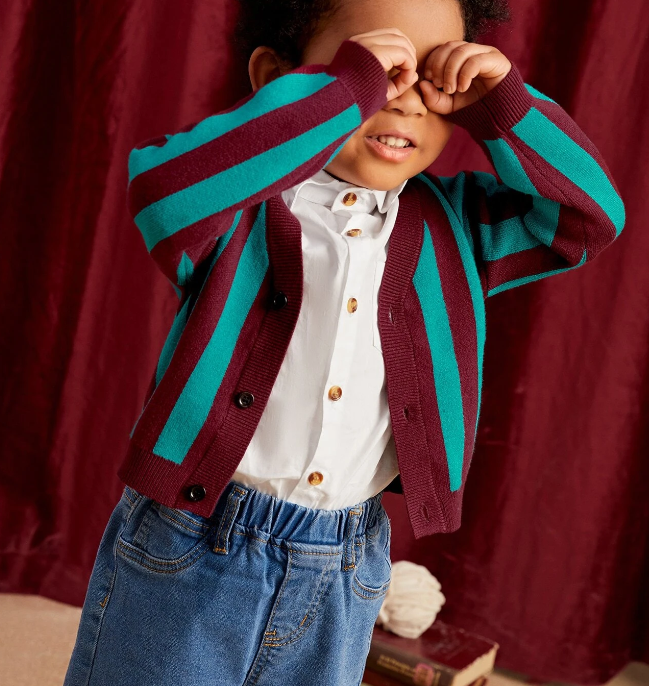 Cárdigan Infantil – Rayas Multicolor con Botones Frontales