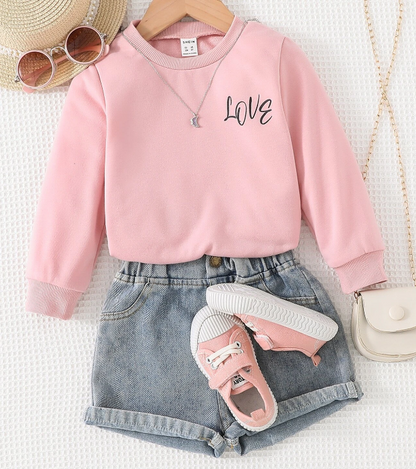 Sudadera con Estampado de Letras 'Love' - Rosa