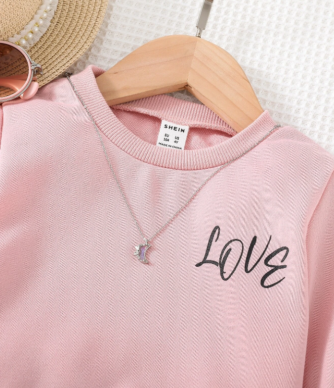 Sudadera con Estampado de Letras 'Love' - Rosa