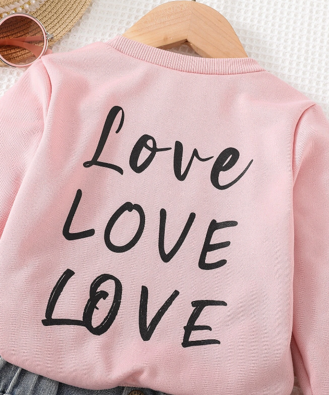 Sudadera con Estampado de Letras 'Love' - Rosa
