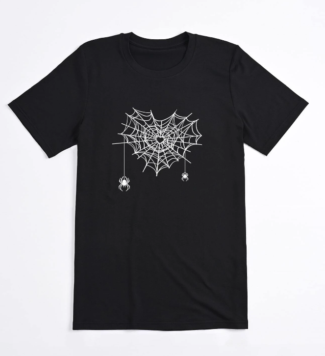 Camiseta Manga Corta con Estampado de Telaraña