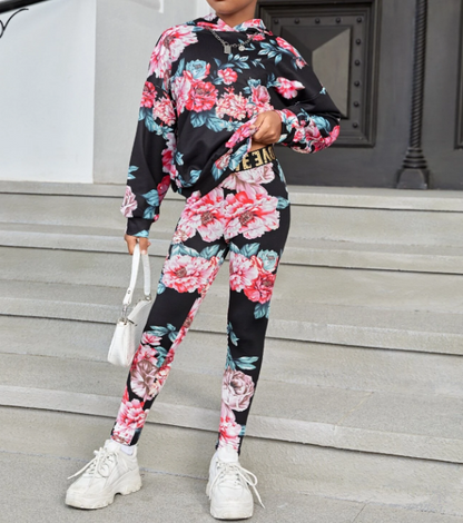 Conjunto de Sudadera y Leggings con Estampado Floral