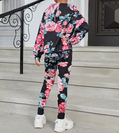 Conjunto de Sudadera y Leggings con Estampado Floral