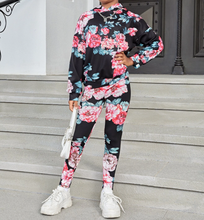 Conjunto de Sudadera y Leggings con Estampado Floral