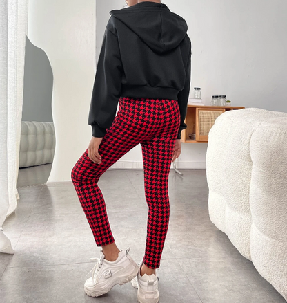 Conjunto de Sudadera y Mono con Estampado de Pata de Gallo