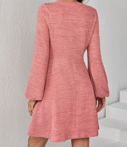 Vestido Casual Rosa Coral con Botones Delanteros