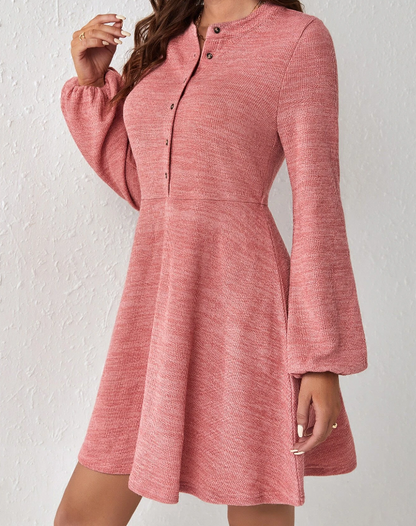 Vestido Casual Rosa Coral con Botones Delanteros