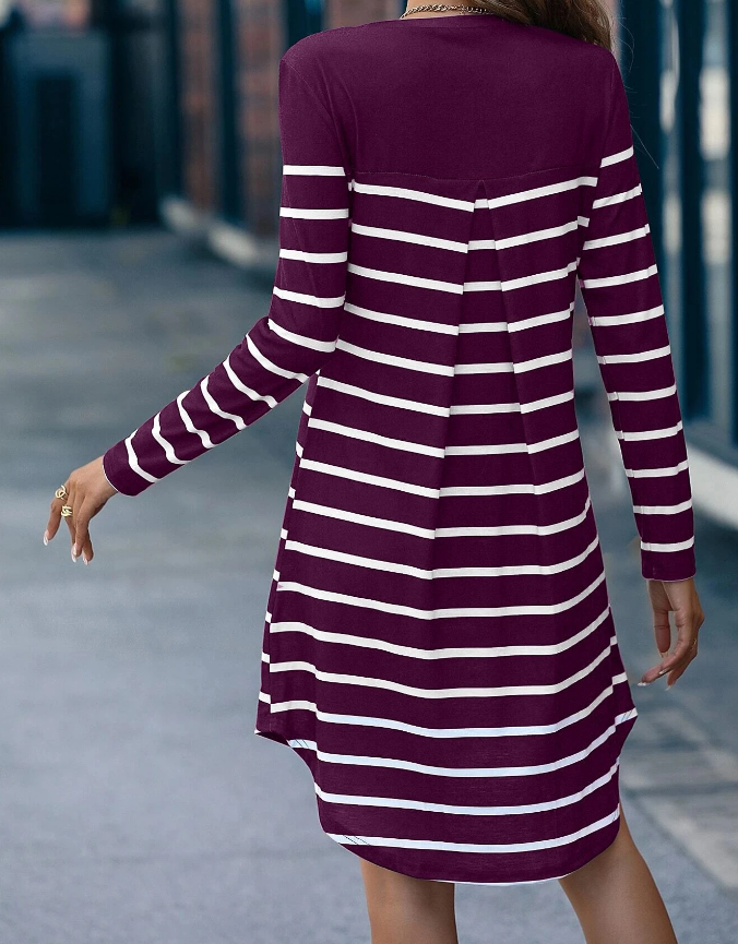 Vestido Camiseta Morado a Rayas