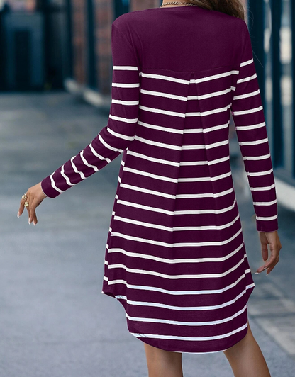 Vestido Camiseta Morado a Rayas