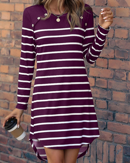 Vestido Camiseta Morado a Rayas