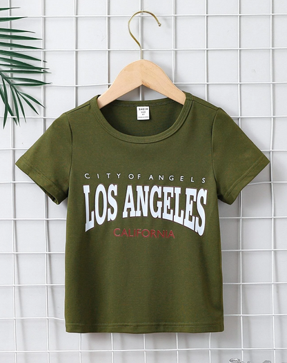Camiseta Verde Militar "Los Angeles"