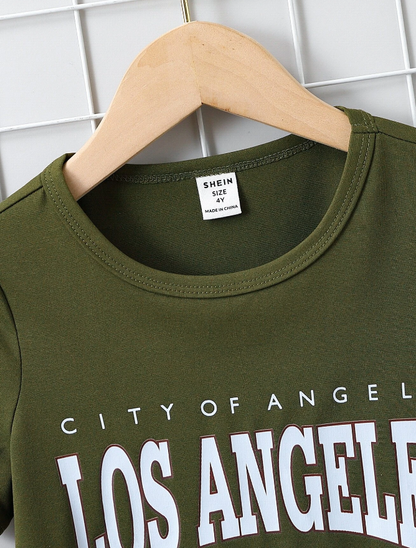 Camiseta Verde Militar "Los Angeles"