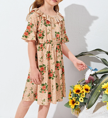 Vestido Bohemio Floral con Volantes para Niñas