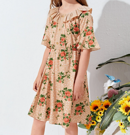 Vestido Bohemio Floral con Volantes para Niñas