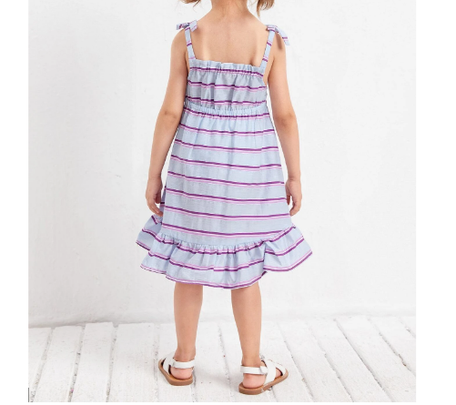 Vestido Bohemio de Rayas con Volantes para Niñas