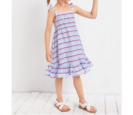 Vestido Bohemio de Rayas con Volantes para Niñas