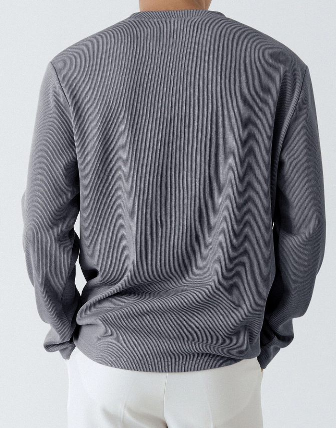 Suéter de Canalé Oversized en Neblina Azul