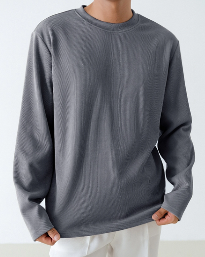 Suéter de Canalé Oversized en Neblina Azul